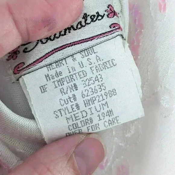 Y2K Women's Size Medium Soulmates Made In The USA white Sequin Halter Top - Picture 9 of 11